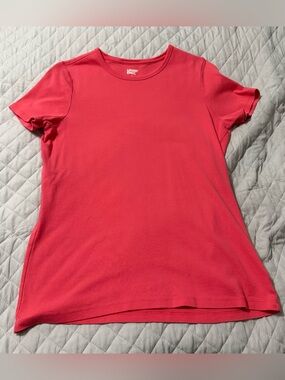 Lands' End Women's Short Sleeve Crewneck Tee - Coral pink